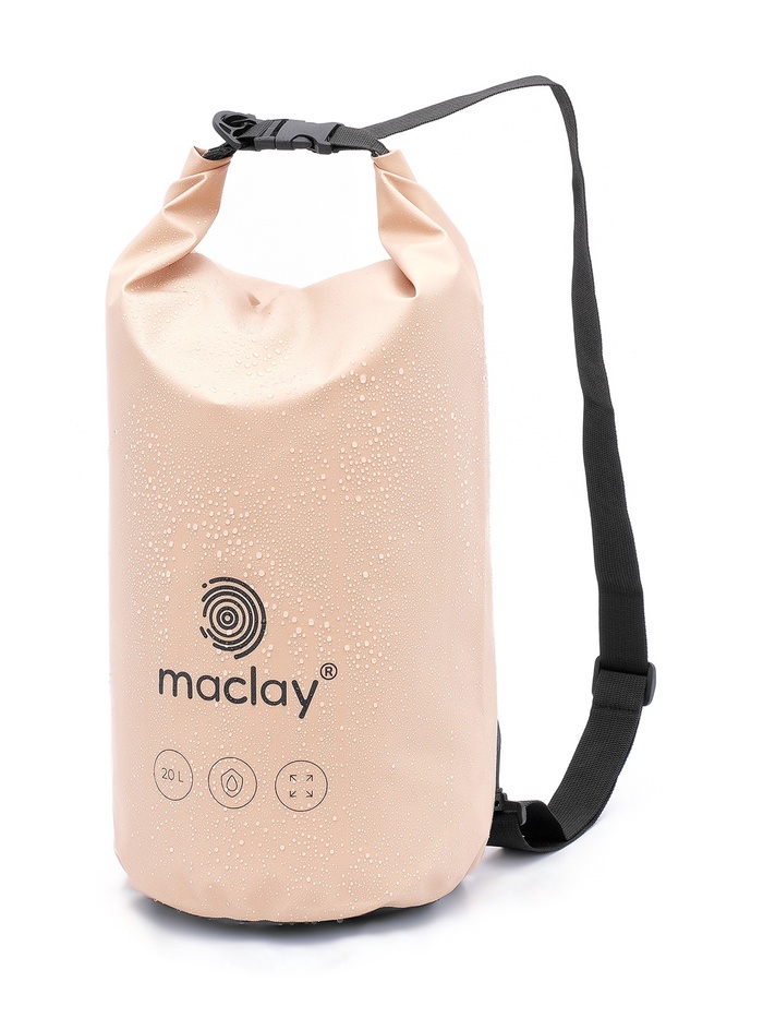 УЦЕНКА Гермомешок туристический maclay, 20 л, 500D, с лямкой, бежевый - Фото 1