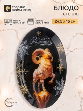 Блюдо сервировочное новогоднее «Волшебных моментов», 24.5×15×2 см