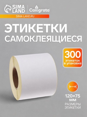 Термоэтикетка 120×75 мм, диаметр втулки=40 мм, 300 этикеток ЭКО 11019591