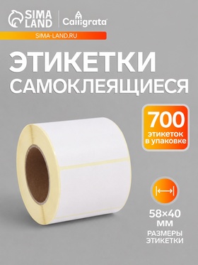 Термоэтикетка 58×40 мм, диаметр втулки=40 мм, 700 этикеток ЭКО 11032504