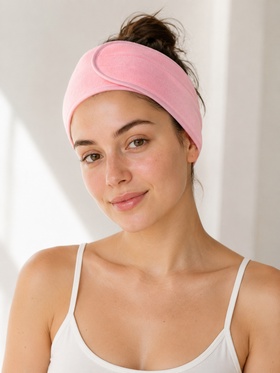 Повязка для умывания LoveLife, 9×60 см, микрофибра, розовая