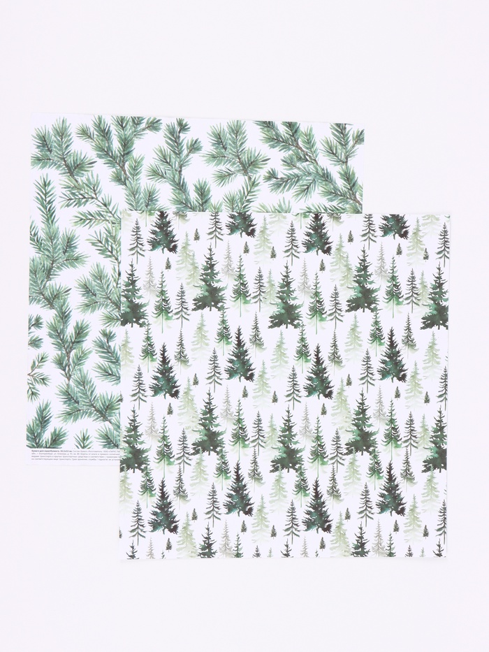 Бумага для скрапбукинга «Еловые ветви», 180 г/м, 30.5×32 см