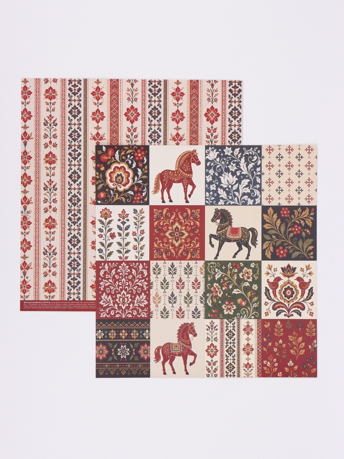 Бумага для скрапбукинга «Русские мотивы», 180 г/м, 30.5×32 см