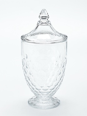 Конфетница «Богема», 840 мл, 11×23 см, с крышкой, стекло, прозрачная