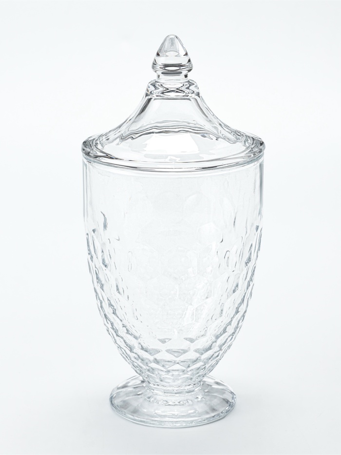 Конфетница «Богема», 840 мл, 11×23 см, с крышкой, стекло, прозрачная