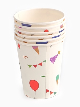 Стакан одноразовый бумажный «Праздник», 250 мл, 6 шт., белый
