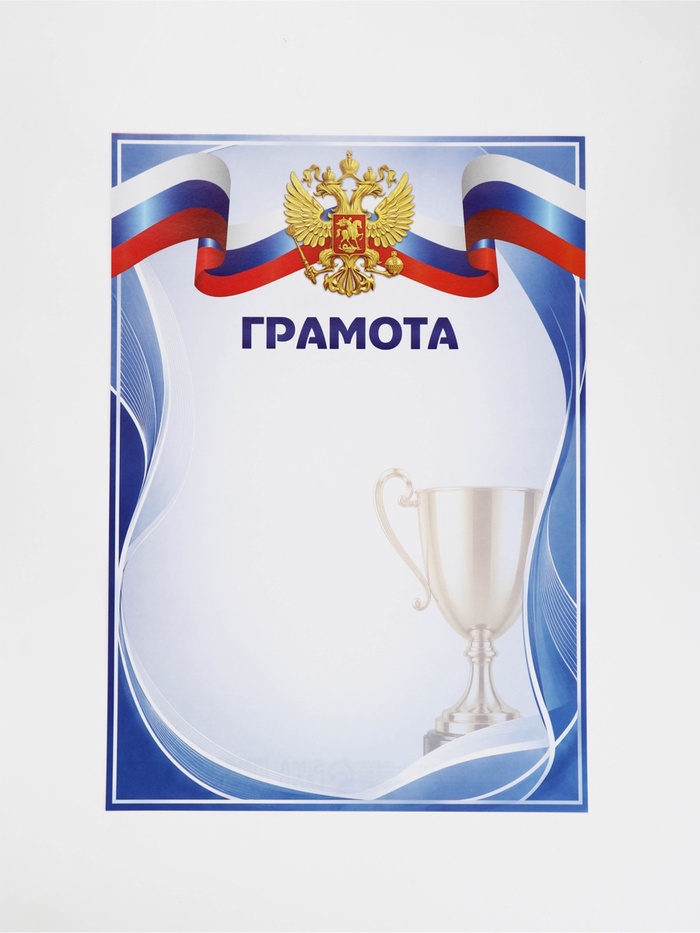 Грамота спортивная А4 «Кубок», триколор, 157 г/м²