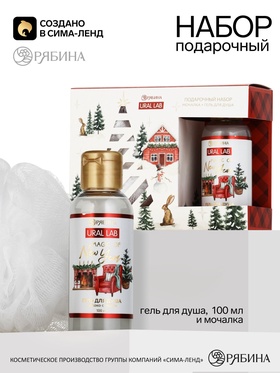 Подарочный набор «Уютная зима»: гель для душа 110 мл, мочалка, URAL LAB