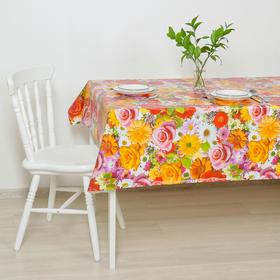 Клеёнка столовая на нетканой основе «Розы-ромашки», 1,25×25 м