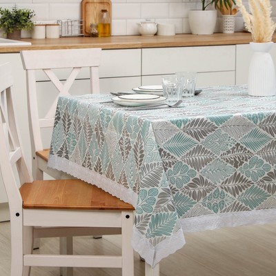 Скатерть на стол «Кружево», нетканая основа, многоразовая, с кружевом, 130×140 см