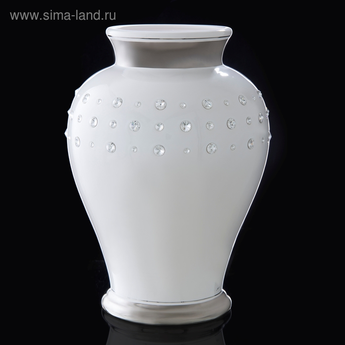 ваза "Изар", белая, керамика, стразы Swarowski, 31x31xh:46 см - Фото 1