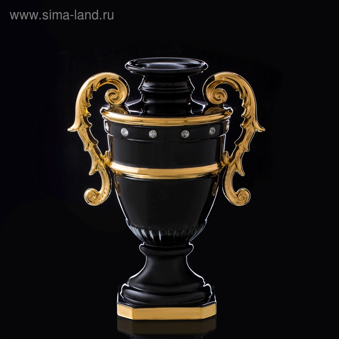 ваза "Узола", черная, керамика, стразы Swarowski, 26x18xh:36 см - Фото 1