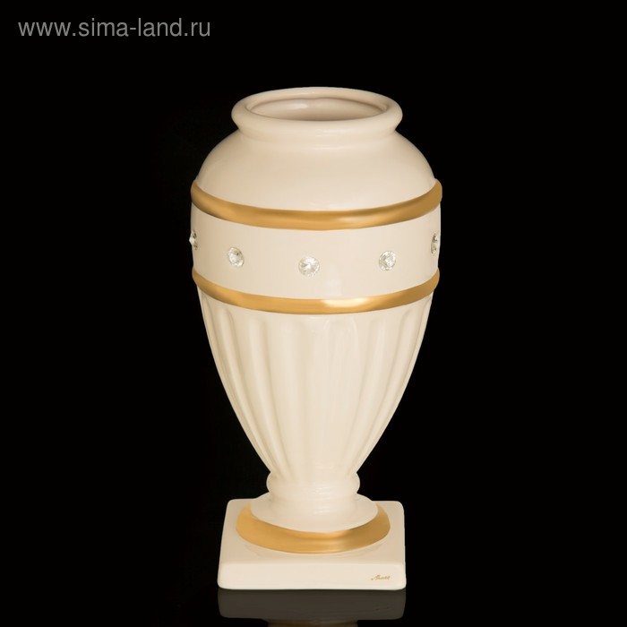 ваза "Слана", белая, керамика, стразы Swarowski, 15x15xh:30 см - Фото 1