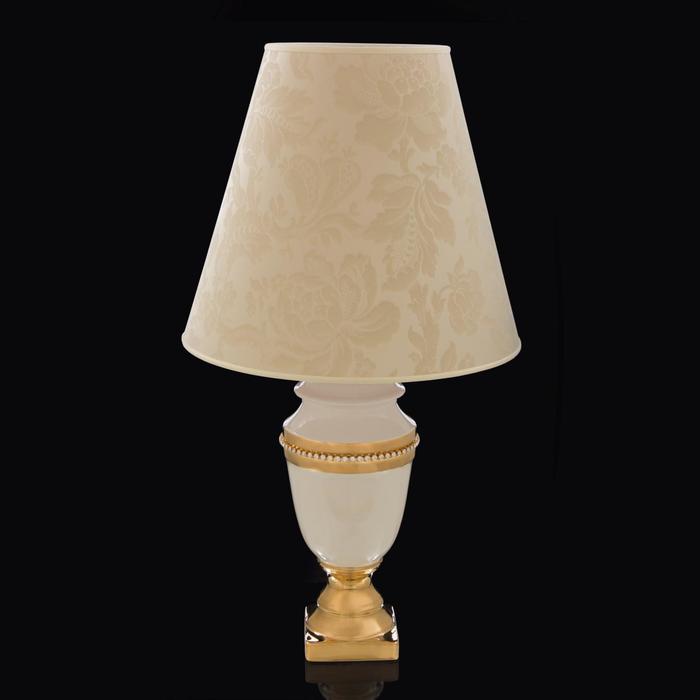 лампа "Мозель",белая с золотом, керамика, 16x16xh:38 см - Фото 1