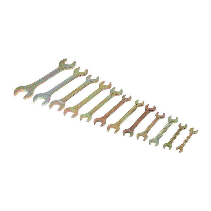 Набор ключей рожковых в холдере ТУНДРА, желтый цинк, 8 - 32 мм, 12 шт. - Фото 1