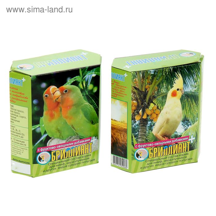 Корм "Бриллиант" для средних попугаев, с фруктово-овощными добавками, 500 г - Фото 1