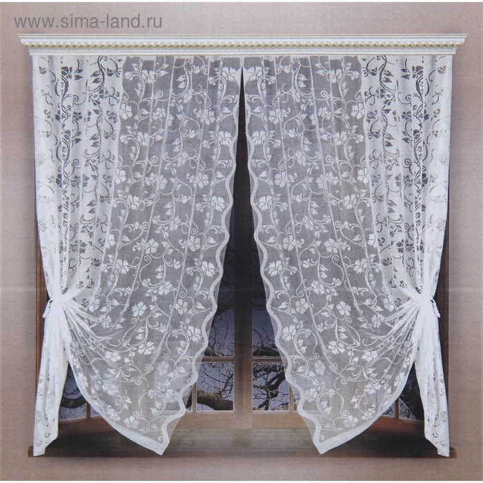 Шторы без шторной ленты, ширина 165 см, высота 180 см-2 шт., цвет белый - Фото 1