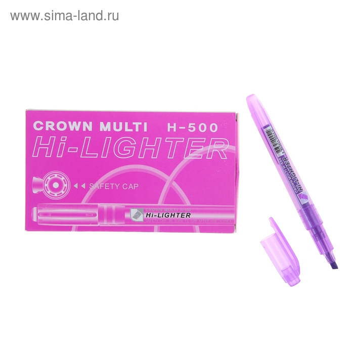 Маркер текстовыделитель 4.0 Crown H-500 фиолетовый - Фото 1