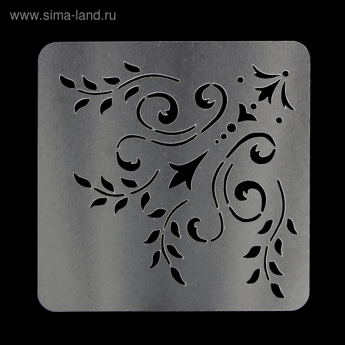 Трафарет пластиковый квадратный "Ажурный уголок" 14x14 см - Фото 1