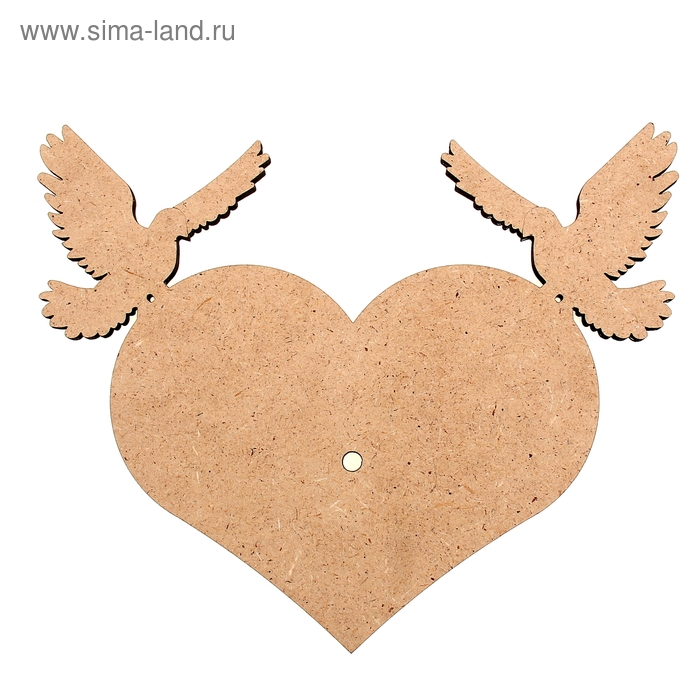 Основа для часов "Сердце с голубями" МДФ 30x24х0,6 см - Фото 1
