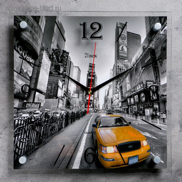 Часы-картина настенные, серия: Транспорт, "Желтое такси", плавный ход, 35 х 35 см - Фото 1