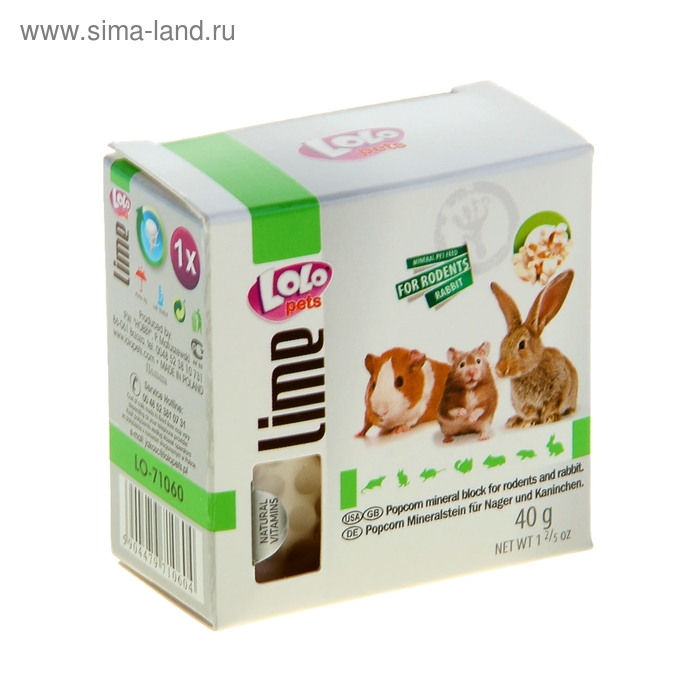 Минеральный камень для грызунов и кроликов LoLo Pets с крекерами 40 гр - Фото 1