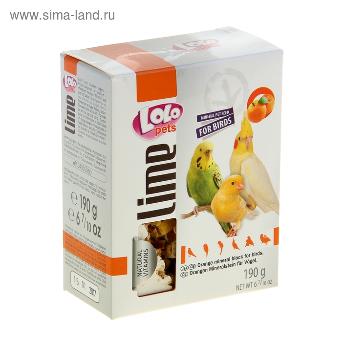 Минеральный камень LoLo Pets XL для декоративных птиц, с апельсином, 190 г - Фото 1