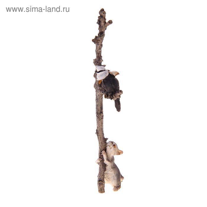 Сувенир "Котёнок и ворона на дереве" 18х6х4 см - Фото 1