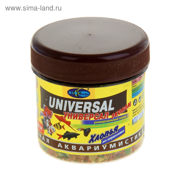 Универсальный корм для рыб "УНИВЕРСАЛ ЭКОНОМ" хлопья, 100 мл, 17 гр - Фото 1
