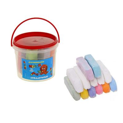 Мелки цветные для асфальта 13 штук (8 цветных + 5 белых) «Квартет», квадратные