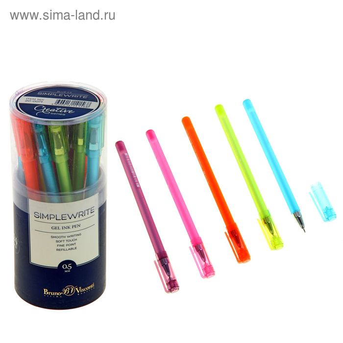 Ручка гелевая Bruno Visconti SimpleWrite CREATIVE стержень синий узел 0.5мм 5цветов МИКС - Фото 1