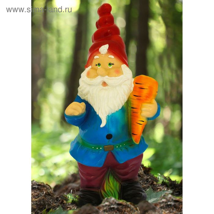 Садовая фигура "Гном с морковью" 20*24*52 см - Фото 1