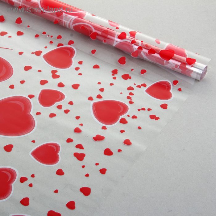 Пленка для цветов "Лолита" красный-белый 700 мм х 8.5 м - Фото 1