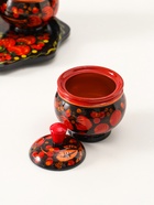 Набор для специй на подставке «Земляничка», 15×15×6 см, дерево, хохлома - Фото 5