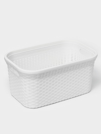 Корзина для глаженого белья «Ротанг», 32 л, 50×32.3×24.5 см, белая