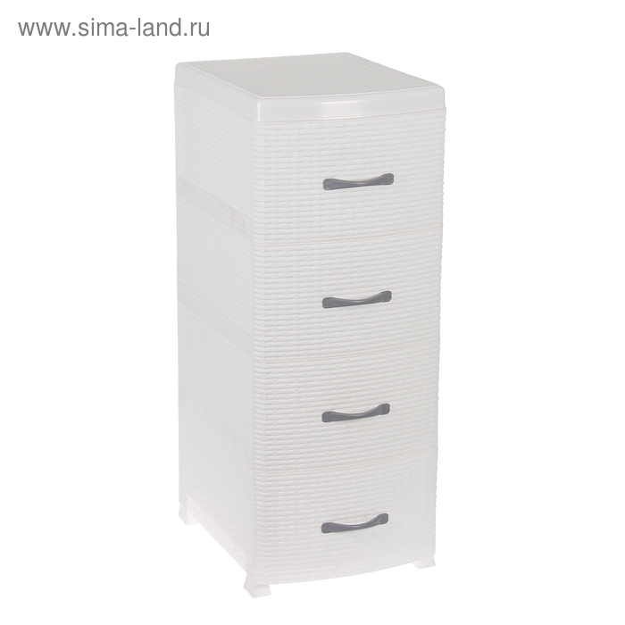Комод 4-х секционный «Ротанг», цвет белый - Фото 1