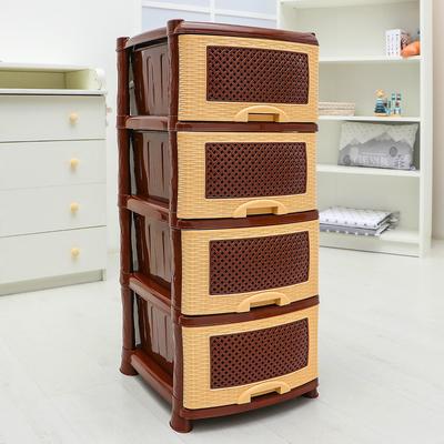 Комод 4-х секционный "Плетёнка", цвет коричневый/бежевый