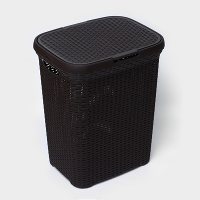 Корзина бельевая «Ротанг», 60 л, 34×44×56 см, с крышкой, МИКС