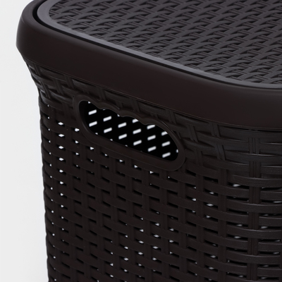 Корзина бельевая «Ротанг», 60 л, 34×44×56 см, с крышкой, МИКС