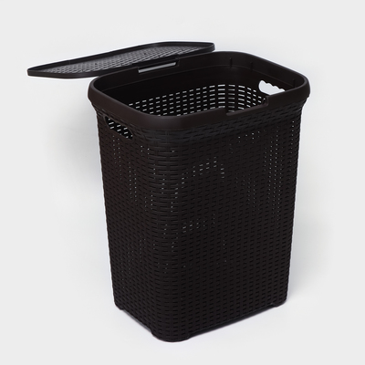 Корзина бельевая «Ротанг», 60 л, 34×44×56 см, с крышкой, МИКС