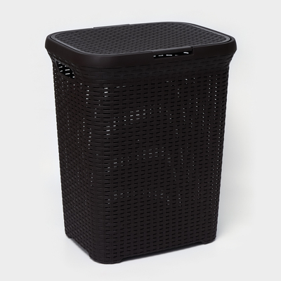Корзина бельевая «Ротанг», 60 л, 34×44×56 см, с крышкой, МИКС