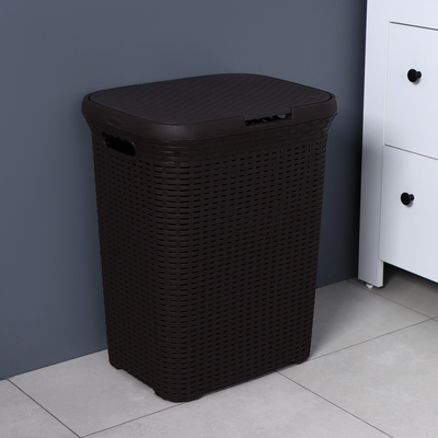 Корзина бельевая «Ротанг», 60 л, 34×44×56 см, с крышкой, МИКС