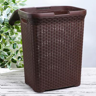 Корзина бельевая «Ротанг», 60 л, 34×44×56 см, с крышкой, МИКС