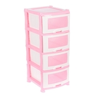 Комод 4 секции "Плетёнка", цвет розовый/белый - Фото 1