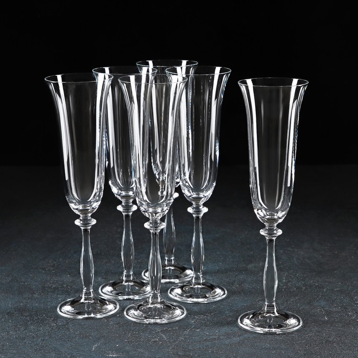 Набор бокалов для шампанского Bohemia Crystal «Анжела», 190 мл, 6 шт - Фото 1
