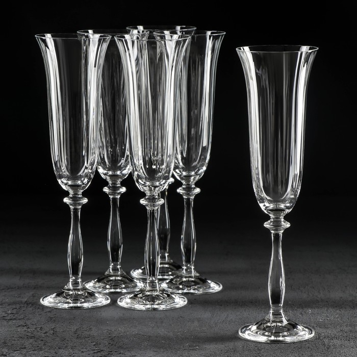 Набор бокалов для шампанского «Анжела. Грани», 190 мл, 6 шт - Фото 1