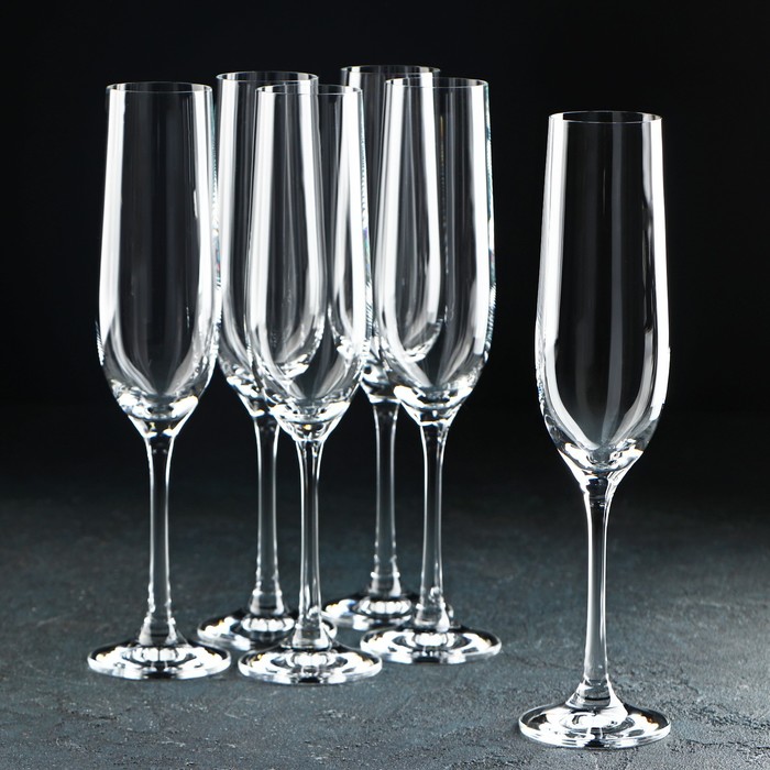 Набор бокалов для шампанского «Виола», 190 мл, 6 шт - фото 1908250248