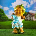 Садовая фигура "Гном-девочка с корзиной цветов" голубая средняя 28х28х57см - Фото 3