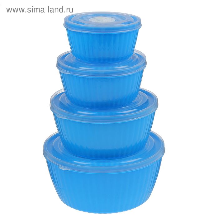 Набор контейнеров пластиковых с крышками «Радужный», 4 шт: 0,2; 0.5; 1, 1,7 л, цвет МИКС - Фото 1
