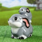 Садовая фигура "Зайчиха с зайчонком" глянец, серый - Фото 2